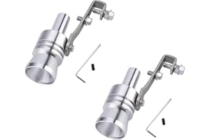 TOTMOX Alliage d'aluminium XL Taille Universel Turbo Son Échappement Silencieux Tuyau Sifflet Voiture Roar Maker, 2Pcs Argent