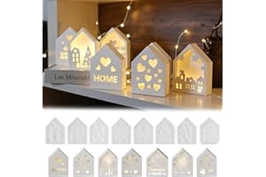 EUIOOVM 8 Stück Silikonformen Gießformen Häuser, Silikonform Gießformen Silikon Haus mit Fenster, Silikonform Mini Häuser, Kerzenform Seifenform Epoxidharz (8)