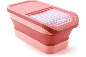 GeRRiT Récipient pliable pour croquettes pour chien et chat, 10 kg, résistant à la moisissure et à l'humidité pour céréales, riz, croquettes (rose), iepo29