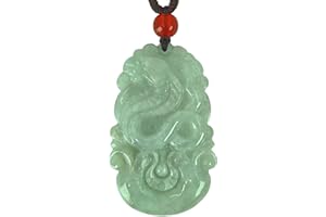 A5GOLD Jade Necklace, Natural Jade Stone Chinese Zodiac Pendant, Jadeite Jewelry Lucky Charm Gemstone Necklace D-Z-K01