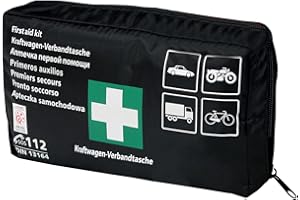 notlok Safety Work Trousse de secours voiture DIN 13164 - Trousse de secours voiture - Trousse de premiers secours voiture - moto - bateau - vélo - Noir -Etanche - Sac de premiers secours (1 pièce)