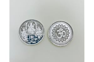 Latas 999 Pure Silver Laxmi Ganesh Saraswati Religious Coin, 10 Grams