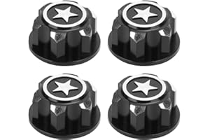 Dilwe 4pcs RC Wheel Hub Cap,Durable Aluminum Alloy Hub Dust Cover for 1/10 RC Car Upgrade Accessories(Black)