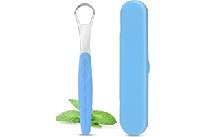 Milifox Rape Langue pour Adulte,Gratte Langue Inox Avec éTui de Rangement,Adapté à Usage Quotidien à Maison et en Voyage.Assure Nettoyage en Profondeur pour Une Haleine FraîChe,Bleu Clair