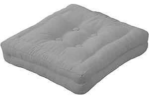 GREATOYAR Cojin para Silla, Cojín Decorativo con Correas de Sujeción, Cojin Cuadrado de Imitación de Lino, Decoración de Jardín Casa Terraza, Fabricado en España, 45x45x8cm, 1 Unidad, Gris