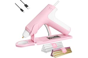 DOMINOX Cordless Hot Glue Gun with 30 Glue Sticks, 25s Fast Preheating, 2000mAh Type-C Rechargeable, Smart-Power-Off, for Art, Craft, DIY, Home Repairs, Pink