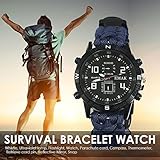 Sue Supply Survival Armbanduhr Wandern Rettung Armband Travel Watch Bracelet mit Paracord Kompass Whistle Beste für Zurrgurte Camping Erste Hilfe Klettern Bergsteigen Wandern Trekking Abenteuer