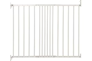 Safetots Top of The Stairs Screw Fitted Stair Gate, White Metal, 62.5cm - 106.8cm, Metal Baby Gate, Screw Fit Safety Barrier, Stylish and Practical Safety Gate