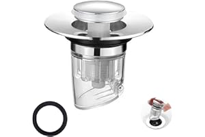 HOMRY LIBAIJIAA Bouchon Lavabo Salle de Bain, Clapet Bonde Lavabo, Pop Up Filtre Vidange Baignoire Universel Sink Drain Plug With Anti-Clogging Anti-Odeur et Anti-Insectes Strainer.