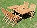 Produktbild ASS Teak Set: Gartengarnitur Ausziehtisch 100-140 x 80 cm + 4 Klappsessel mit Armlehne Holz Serie JAV-Aves