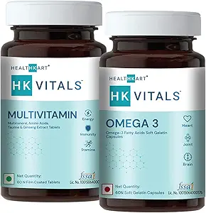 Healthkart Daily Essentials Combo ( Omega 3 Fish Oil + Multivitamin for Men & Women - 60 Tablets each)