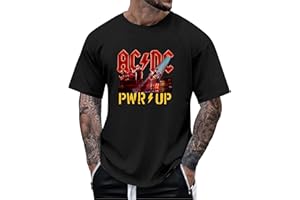 GENERISCH ACDC T-Shirt Herren Power Up Cover Tshirt Rock Music Band AC DC PWR UP Stage Lights T-Shirts Fan-Shirt Hells Bells High Voltage Hard Rock T Shirt für Herren Damen