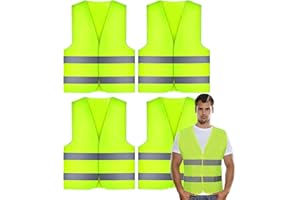 SALADOCY 4 Stück Warnwesten Auto, Warnweste Auto Damen Herren Erwachsene, high Visibility Vest, Einheitsgröße, Sicherheits Set