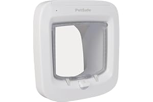Petsafe Porta per gatti con microchip, porticina per animali domestici a batteria, chiusura a 4 vie e installazione semplificata, bianco