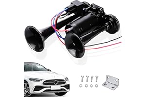 SGZIOO Air Horn 12v 150 DB, 12v Air Horn with Compressor, Double Tube Train Horn, Dual Trumpets, Super Loud Car Horn for Truck, Train, Car, Van, Black