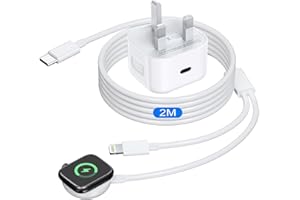AINPOW 2 in 1 Apple Watch Charger Cable 2M with 20W USB C Charger, iWatch Charger Cable and iPhone Fast Charger with Apple Watch Charger Plug for Apple Watch Series 9/8/7/6/5/4/3/SE/Ultra,iPhone 14/13/12/11