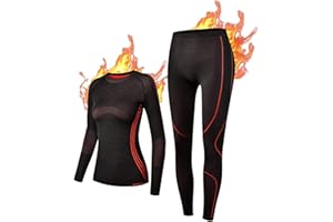 NOOYME Ropa Interior Térmica Mujer Ropa Interior esquí Mujer Funcional Ropa Interior Mujer Mujer Termoactivas Transpirable Ski Elástico Suave Cálido Funcional Ropa Interior Mujeres Conjuntos