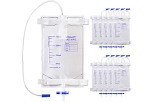 Xiaozhifu Bolsa de Drenaje de, 10 Piezas Bolsa de Orina 750ml, Bolsas de Drenaje de Orina con PelíCula Antirreflujo Bolsa de Recogida de Orina con VáLvula Drenaje en T, Drenaje Y Correas de Tela