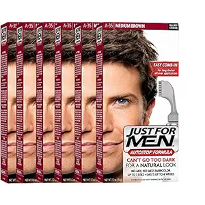 Just For Men AutoStop Mens Hair Color, Medium Brown A-35 (Pack of 6)