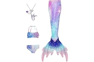 GCDTREE Mermaid Tail for Swimming for Girls，Little Kids Swim Costume Princess Bikini Bathing Suit Set