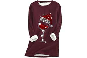 YMING Señorita Camiseta Navideña Cálido Suéter De Manga Larga Jersey De Felpa Sudadera con Cuello Redondo