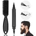 TERRIFI Beard Pencil Filler for Men - Waterproof Beard Pen with Beard Brush, Long Lasting Coverage, Natural Grooming & Repair Kit, Thickening & Filling, Effective Enhancing Facial Hair (Black)
