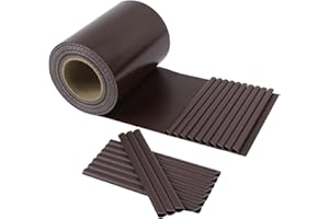 HENG FENG Malla de Ocultación para Vallas 35m x 19cm - Rollo de PVC de 450g/m² - Protección UV y Resistente a la Intemperie - Incluye 20 Clips de Montaje, Marrón
