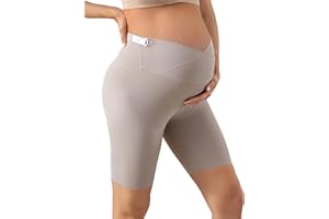 GroYolan Maternidad Pantalones Cortos,Leggings Premamá Cortos Embarazo,Ajustable Ropa Premamá Verano Mujer,Premamá Leggins Pantalones Cortos sobre el Vientre,Cintura Alta para hogar,Yoga,Deporte