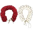 CURATED CART Gajra For Hair, Artificial Gajra of Mogra For Hair Bun/Juda/Phool Hair Accessory For Girls & Womens (Pack of 2 - Red & White)