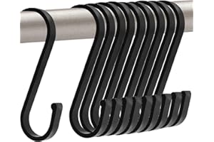 GAViA S Hooks S Hanging Hooks 20 Pcs Heavy Duty S Hanger Hook Metal Kitchen Pot Holder Rack Hooks Closet Hooks Plants Hooks for Hanging Pans, Pots, Cups, Clothes, Bags,Towels,Matte Black