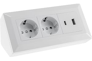 Steckdosenblock Ecksteckdose 2-Fach Schutzkontaktsteckdose USB-A USB-C PD Weiß