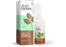 Just Herbs Anti Acne Foaming Face Wash Men Women With Tea Tree and Mint for Oil Control, Glowing Skin Brush - 100ml
