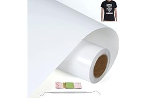 NCRGB Vinilo Textil Termoadhesivo Vinilo(Añadir Herramienta) Papel Transfer para Camisetas,Plotter de Corte,Vinilo Termoadhesivo Textil Fácil de cortar y Transferir (30.5×600cm, Blanco)