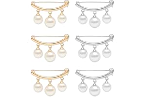 LICHUANUK 6 broches de perlas, broche de perlas artificiales, broche de camisa de mujer, broches de perlas de imitación para cárdigan/suéter, alfileres de seguridad de doble cabeza, decoración de perlas