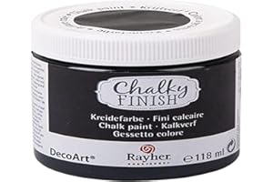 Rayher 38867574 Chalky Finish auf Wasser-Basis, Kreide-Farbe für Shabby-Chic-, Vintage- und Landhaus-Stil-Looks, 118 ml (1er Pack), Ebenholz