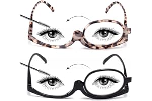 Amorays 2er-Pack Make up Brille für Damen Einzellinse Rotierende Make up Lesebrille 3660NEW