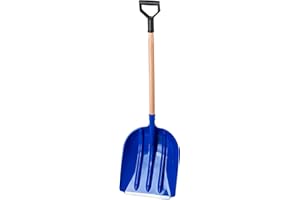 KADAX Pala de arena con mango largo de madera, pala con mango en D, pala de nieve, pala de jardín con bordes redondeados (plástico)