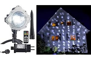 Lunartec Schnee Projektor: LED-Kugellampe mit Schneefall-Effekt und Ausschalt-Timer, weiß, IP44 (Schneefall Projektor, Schneeflocken, Weihnachten Strahler)