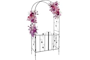 CyyKcc Metal Garden Arch for Christmas Decorations, Garden Trellis Arch with Door - Outdoor Steel Arbor Arches for Climbing Vines and Plants Wedding Party Decoration