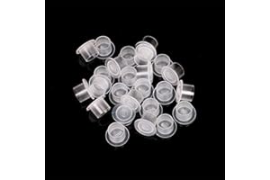 COPIEL 300 szt. Jednorazowe średnie plastikowe kubki z tuszem do tatuażu szerokie białe korki tuszu, 12x14mm M do atramentu tatuażu, materiały do tatuażu, zestawy do tatuażu