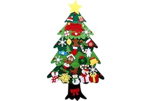 ‎KARLOR KARLOR DIY Filz-Weihnachtsbaum, 110 x 70 cm, Wanddekoration Weihnachtsbaum mit Ornamenten Grün Weihnachten Fenster Wand Tür Deko Basteln Weihnachtenbaum aus Filz groß