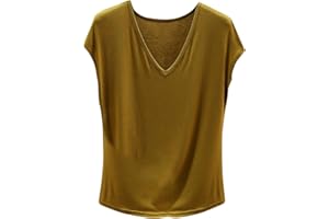 SYDUZAX Femme T-Shirt Sport Col V Sportswear sans Manches Couleur Unie Tee Shirt Sport Yoga Fitness Top D’entraînement Port Quotidien Hauts Tunique Casual Loose Vêtements Coupe Amples de Base Shirts