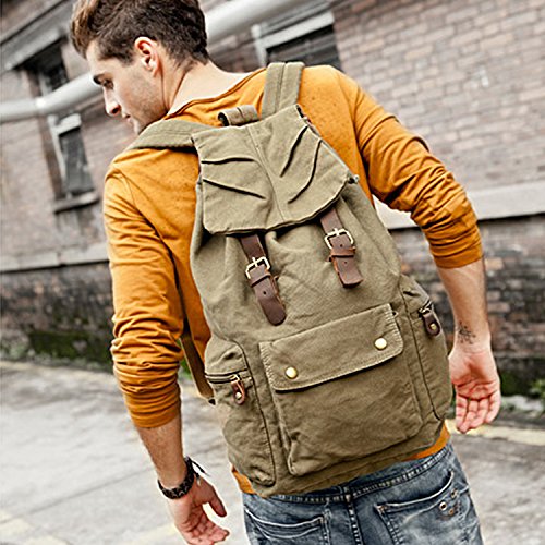 KIPTOP Nylon Vintage Rucksacke Laptoprucksack Damen Herren Schulrucksack Retro Backpack für Campus Studenten und Outdoor Reisen Wandern mit Großer Kapazität - 8