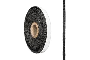 FUBESK Corda piatta autoadesiva nera piatta per stufa, corda autoadesiva in vetro, 10 mm di larghezza x 2 mm