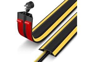 GUDUI Floor Cable Cover, 1 Meter Self Adhesive Cable Protector Rubber Wire Covers Floor Cable Tidy for Office, Home, Workshop, Warehouse, Garage, Prevent Trip Hazards