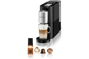 ‎NESPRESSO Krups XN8908 Nespresso Atelier Coffee Capsule Machine | Milk Frothing System Directly in the Cup | Hot and Cold Drinks | 1 Litre Water Tank | Includes Nespresso glass cup and capsules, 19 bar pressure, black/silver.