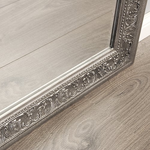 Pompöser Barock Spiegel FIORA 130x50cm antik-silber ANTIK Holzrahmen - 6