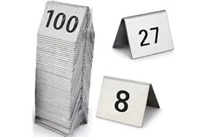 V3VOGUE Carte De Numéro Table Signes Plaque Numéro De Mariage Table Restaurant En Acier Inoxydable - Empilables, Carte De Numéro De Table Double Face Pour Restaurants Cantines Cafés