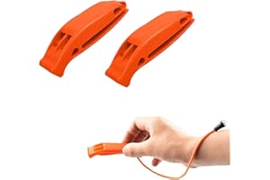 JEOPKO 2-Pack Emergency Whistles with Reflective Lanyard - Super Loud Orange Survival Whistles for Outdoors, Mountaineering, Boating and Signaling