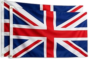 HOWSEHOLD Union Jack Flags Britain UK Flag (PACK OF 2) 5ft x 3ft with Brass Eyelets British UK National Flag for Indoor & Outdoor Use, Parties Festivals Coronation Street Decorations Royal Celebrations,